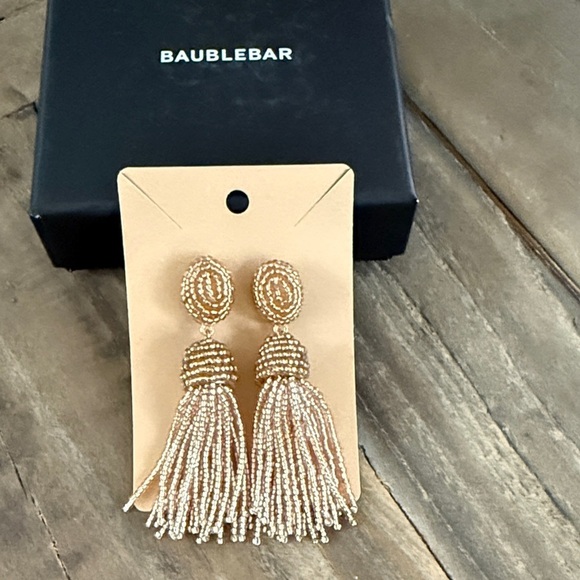 BaubleBar Jewelry - BaubleBar Rose Gold Beaded Tassel Earrings